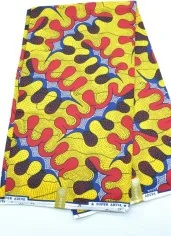 Tissu Wax jaune et rouge au Mètre - STANDARD