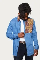 Chemise en jean et tissu wax Homme