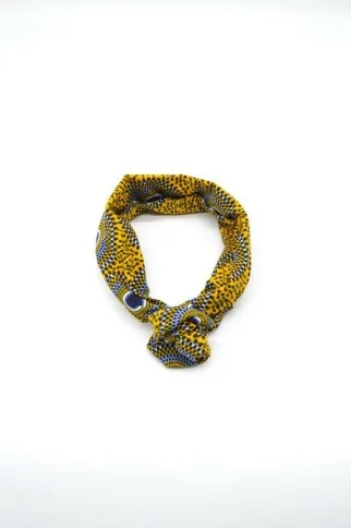 Bandeau en tissu wax jaune et gris