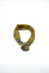 Bandeau en tissu wax jaune et gris