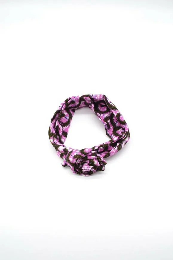 Bandeau en tissu wax violet (avec fil aluminium)