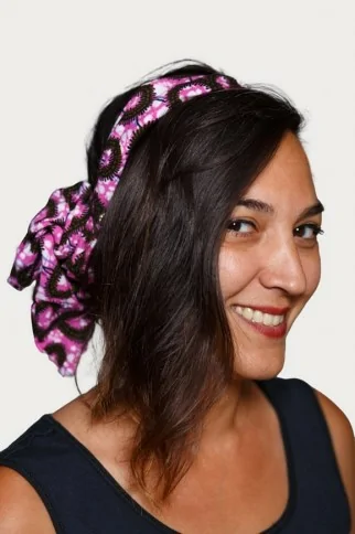 Bandeau en tissu wax violet (avec fil aluminium)