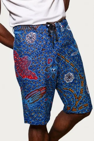 Bermuda en tissu wax bleu