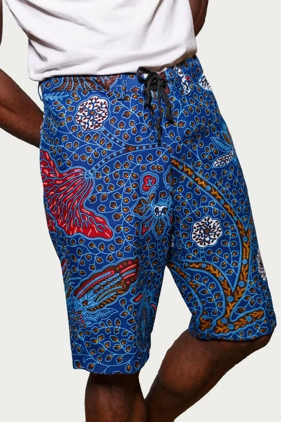 Bermuda en tissu wax bleu