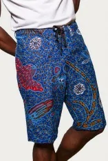 Bermuda en tissu wax bleu