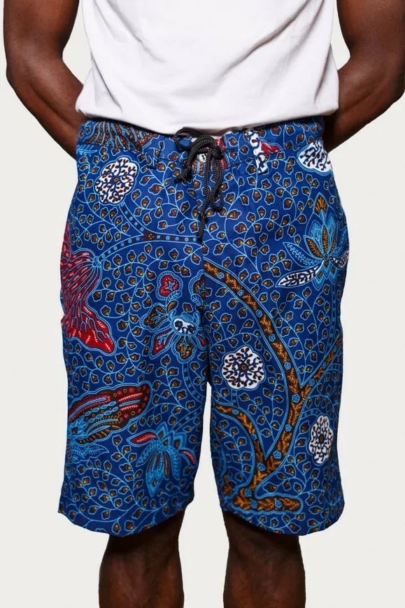 Bermuda en tissu wax bleu