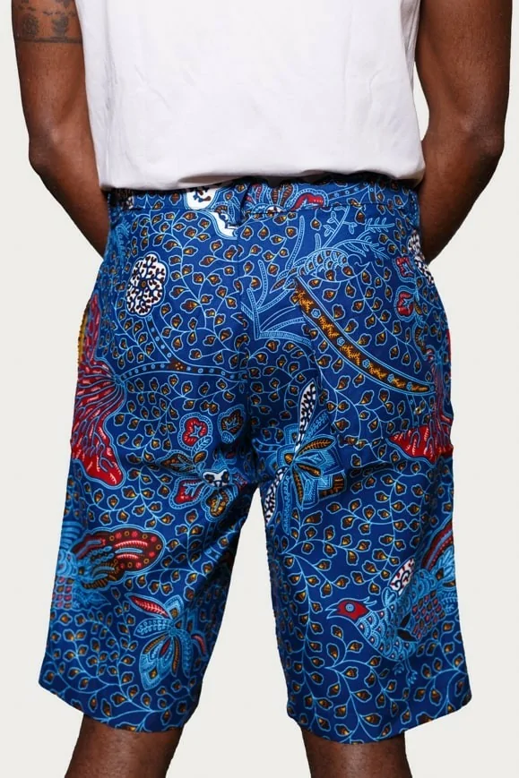 Bermuda en tissu wax bleu