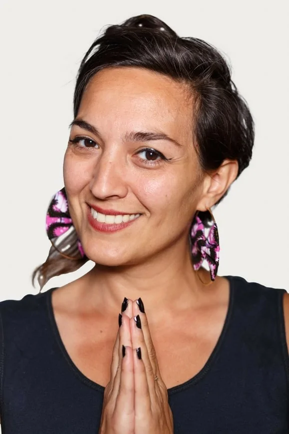 Boucles d'oreilles créoles violettes en tissu wax