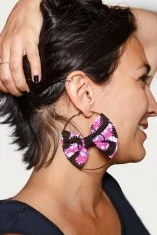 Boucles d'oreilles violettes en tissu wax