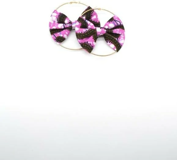 Boucles d'oreilles créoles violettes en tissu wax