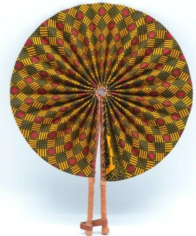 Eventail en tissu wax orange