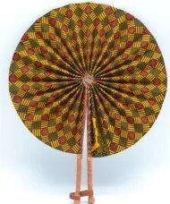 Eventail en tissu wax orange