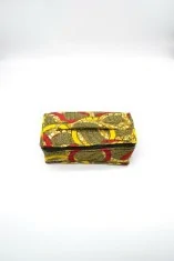 Trousse de toilette jaune et marron en tissu wax