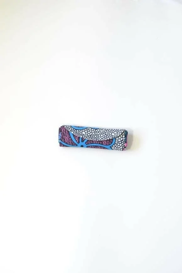 Tote Bag bleu, gris et rose en tissu Wax