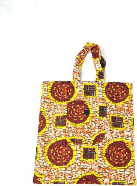 Tote Bag orange et rouge en tissu Wax