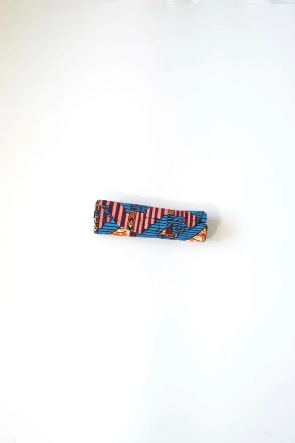 Tote Bag bleu et orange en tissu Wax