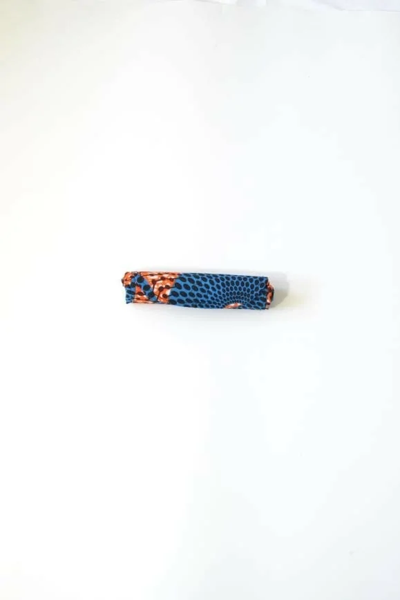 Tote Bag orange avec cercles bleus en tissu Wax