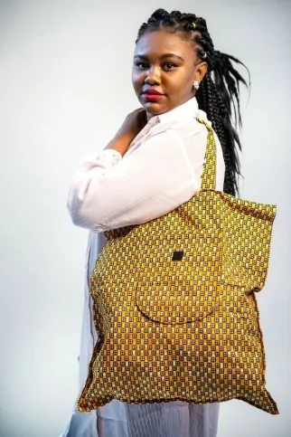 Tote Bag en tissu Wax orange 100% coton