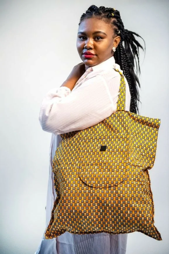 Tote Bag en tissu Wax orange 100% coton