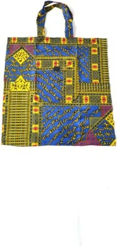 Tote Bag coloré en tissu wax bleu