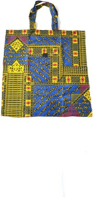 Tote Bag coloré en tissu wax bleu