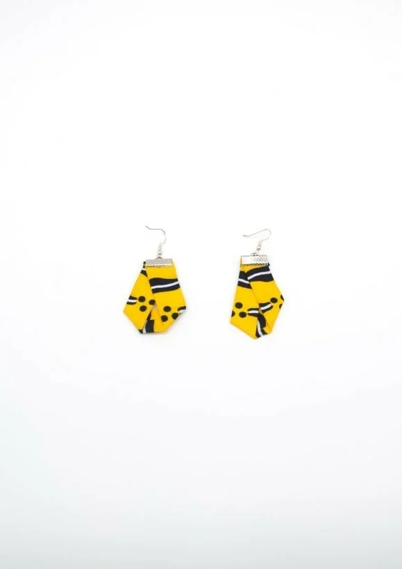 Boucles d'oreille jaunes ultra légères en tissu wax