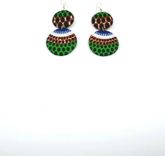 Boucles d'oreilles vertes en tissu wax