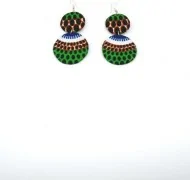 Boucles d'oreilles vertes en tissu wax