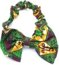 Bandeau vert élastique pour enfant en tissu wax