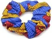 Chouchou tissu wax jaune et rouge