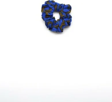 Chouchou bleu en tissu wax