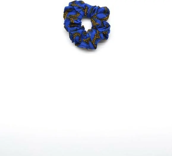 Chouchou bleu en tissu wax