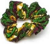 Chouchou en tissu wax vert