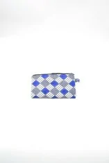 Trousse rectangulaire en tissu wax bleu et blanc