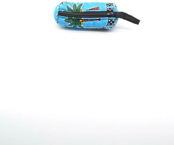 Mini trousse en tissu wax bleu avec palmier