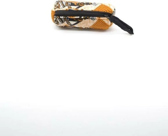 Mini trousse marron en tissu wax 100% coton