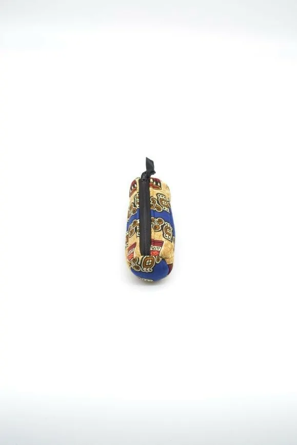 Mini trousse bleu et beige en tissu wax