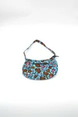 Petit Sac à main bleu et motifs floraux en tissu wax