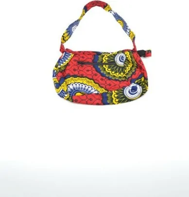 Petit Sac à main rouge et jaune en tissu Wax