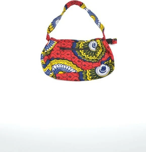 Petit Sac à main rouge et jaune en tissu Wax