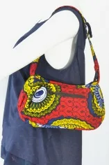 Petit Sac à main rouge et jaune en tissu Wax