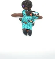 Poupée africaine avec son bébé dans le dos (Grande)