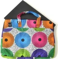 Pochette d'ordinateur avec cercles colorés en tissu wax
