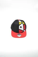 Casquette à visière plate noire et rouge avec tissu wax