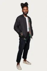 Veste bombers réversible en tissu wax vert, bleu et rouge