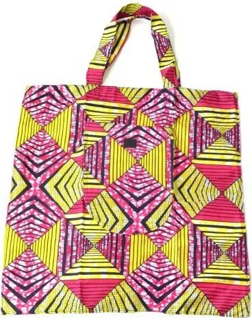 Tote bag en tissu wax rose, violet et rouge