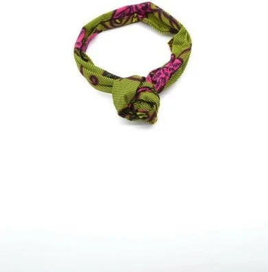 Bandeau cheveux semi rigide en tissu wax vert et violet