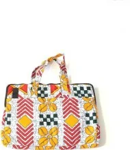 Pochette d'ordinateur en tissu wax rouge et orange