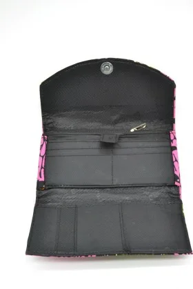 Portefeuille en tissu wax rose