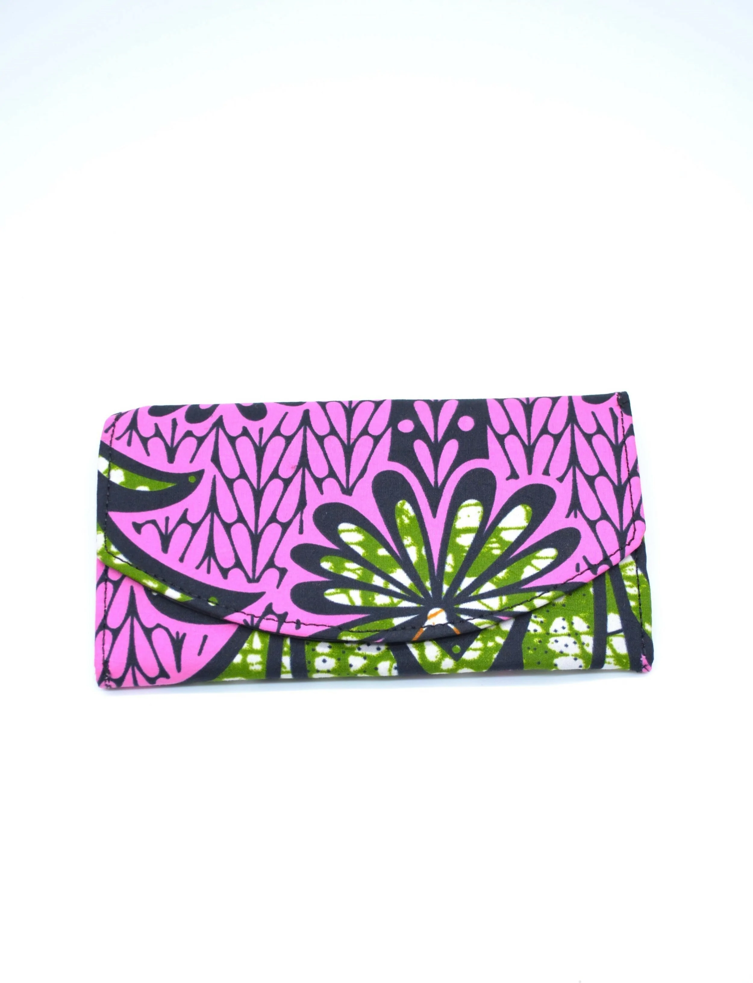 Portefeuille en tissu wax rose